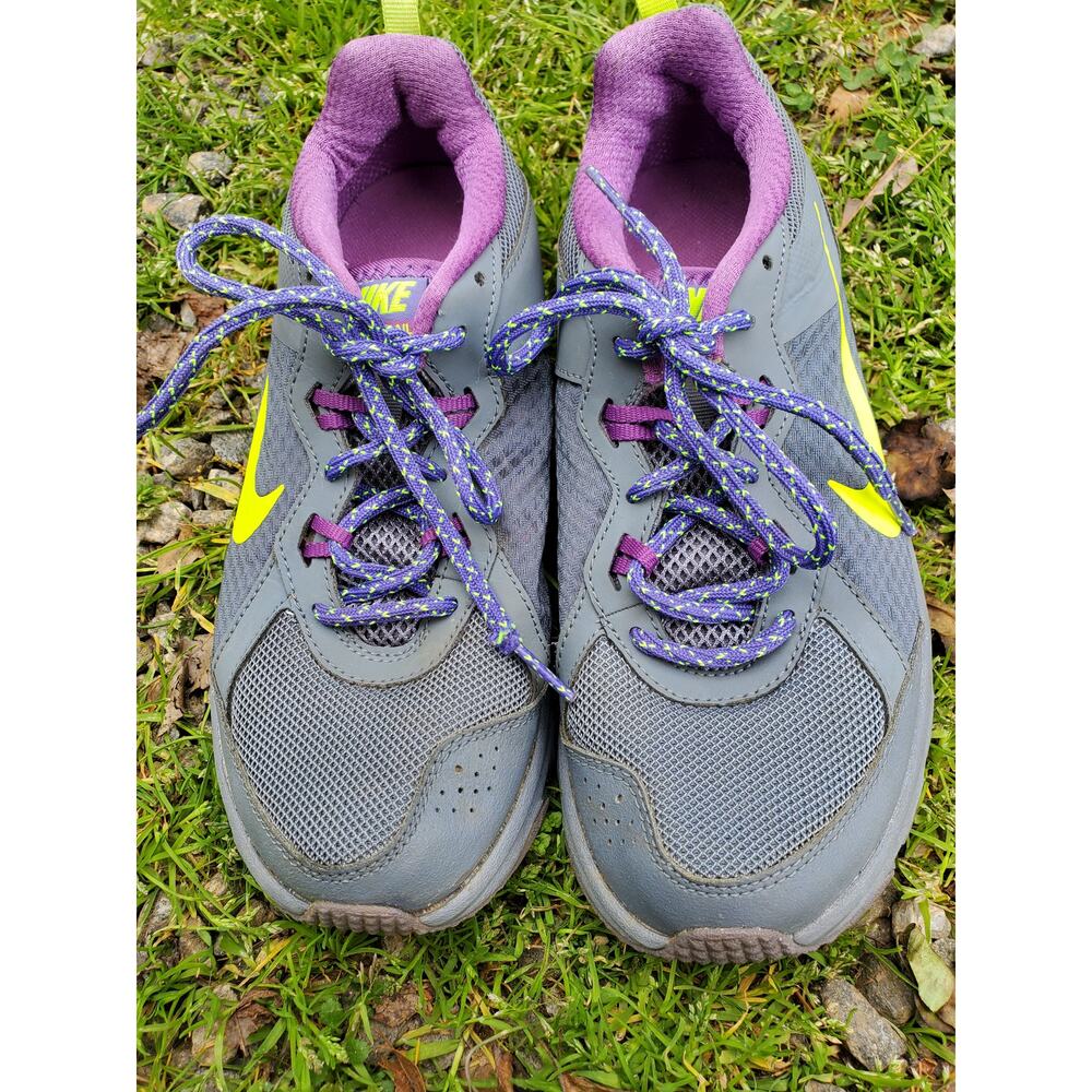 Nike Wild Trail Womens Running Shoes Gray Purple Lime 643074-010 Size 8